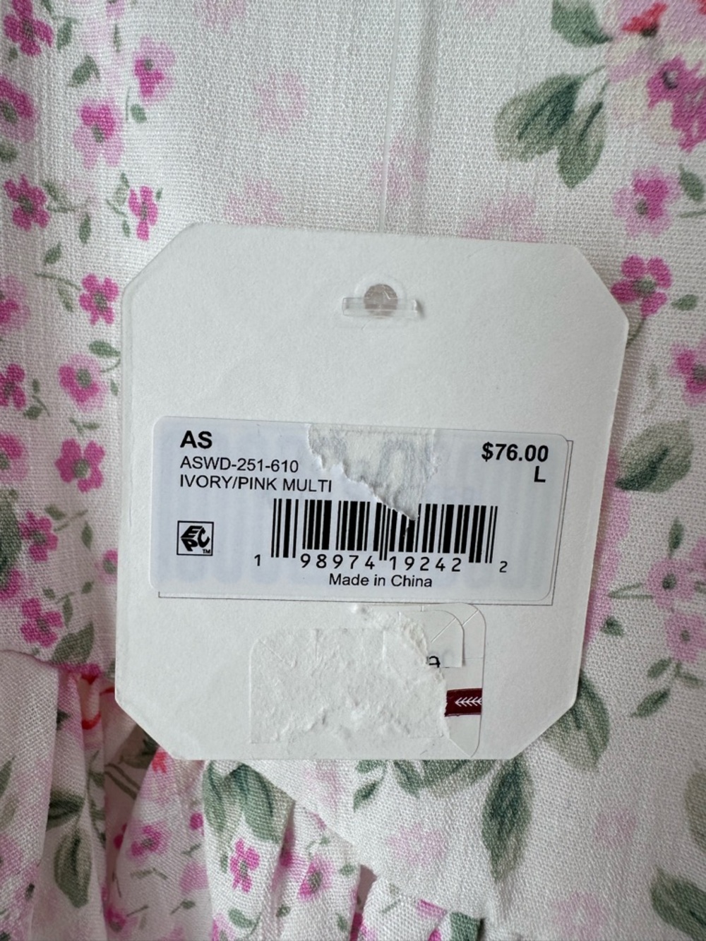 Altar'd State White Floral Mini Dress with Pink Roses, Pockets, size Large - Picture 7 of 10